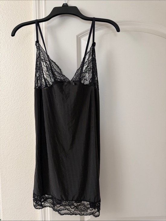 Apt. 9 Other - Apt. 9 Black Lace-Trim Pinstripe Slip Dress